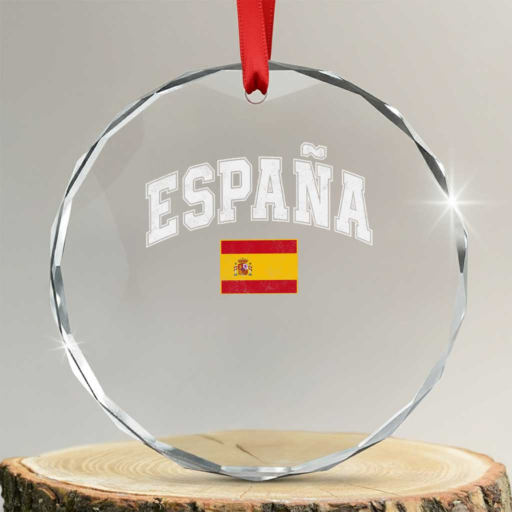 España Vintage Spanish Flag Pride Graphic Crystal Glass Ornament