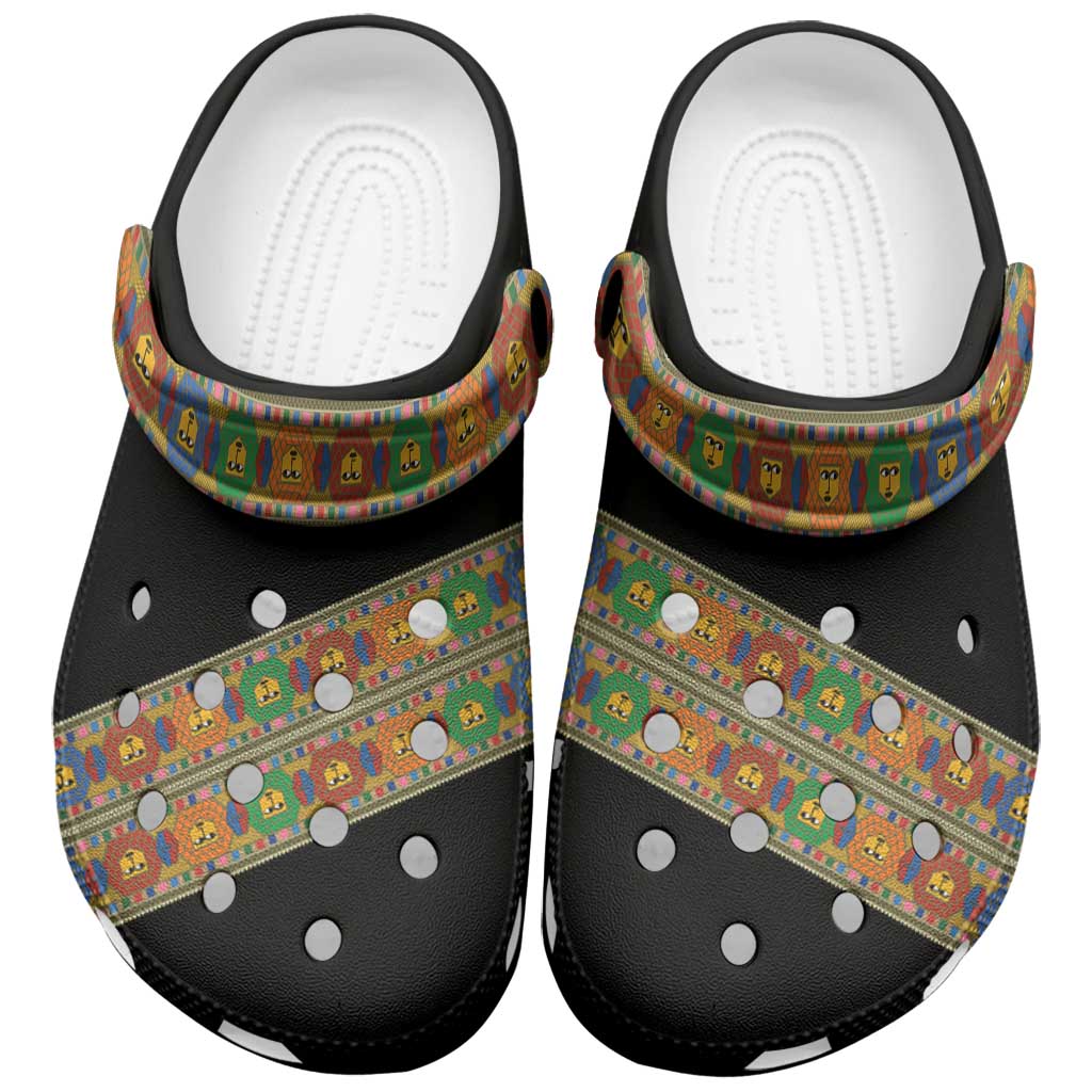 Ethiopia Saba Kemis Clogs Shoes Sash Style Black Color - Wonder Print Shop