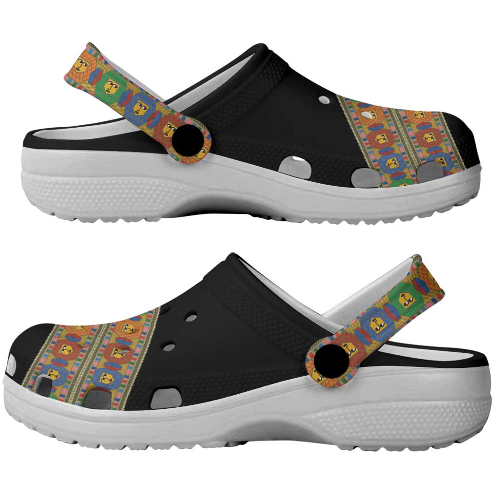 Ethiopia Saba Kemis Clogs Shoes Sash Style Black Color - Wonder Print Shop