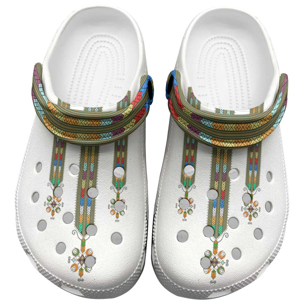 Ethiopian Traditional Habesha Costume Clogs Shoes Cross With Tilet Pattern - Wonder Print Shop