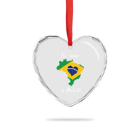 Eu Amo O Brasil Flag Map Heart Crystal Glass Ornament I Love Brazil Patriotic Heart Brazilian Pride