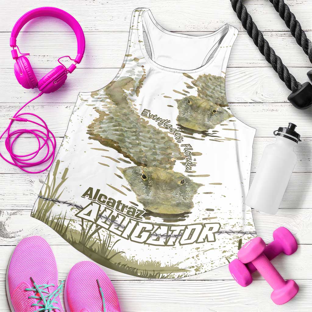Everglades Florida Alligators Women Racerback Tank Alcatraz Est 2025 - Wonder Print Shop