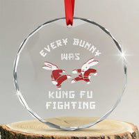 Every Bunny Was Kung Fu Fighting Crystal Glass Ornament Funny Cool Easter Graphic