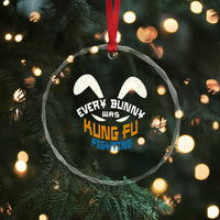 Every Bunny Was Kung Fu Fighting Crystal Glass Ornament Funny Easter Vintage Rabbit Face