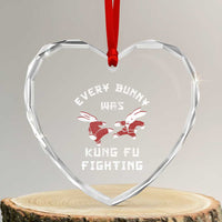 Every Bunny Was Kung Fu Fighting Heart Crystal Glass Ornament Funny Cool Easter Graphic