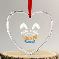 Every Bunny Was Kung Fu Fighting Heart Crystal Glass Ornament Funny Easter Vintage Rabbit Face