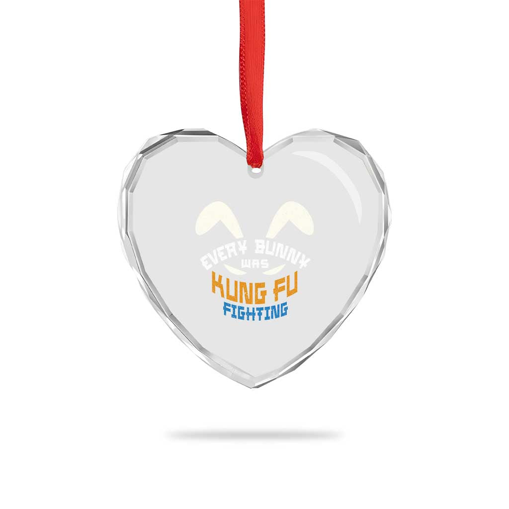 Every Bunny Was Kung Fu Fighting Heart Crystal Glass Ornament Funny Easter Vintage Rabbit Face