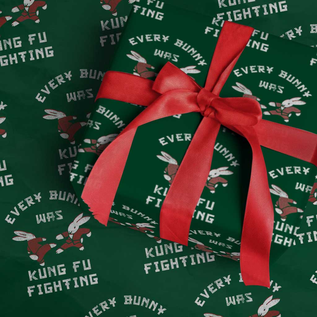 Every Bunny Was Kung Fu Fighting Wrapping Paper Roll Funny Cool Easter Graphic