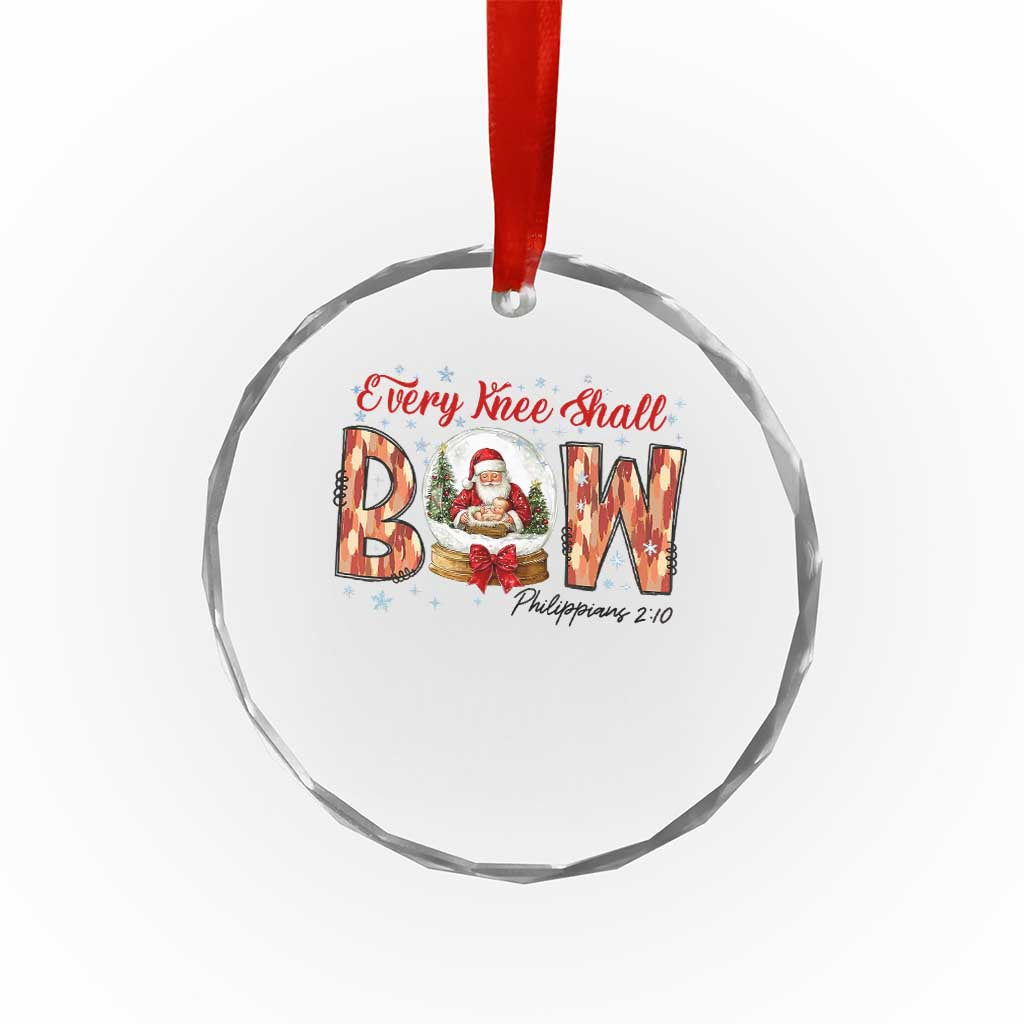 Every Knee Shall Bow Crystal Glass Ornament Santa Christmas Nativity Scene Bible Verse - Wonder Print Shop