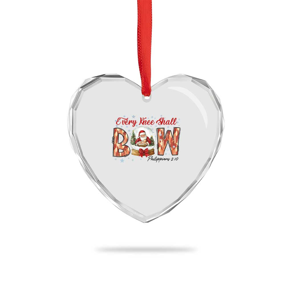 Every Knee Shall Bow Heart Crystal Glass Ornament Santa Christmas Nativity Scene Bible Verse - Wonder Print Shop