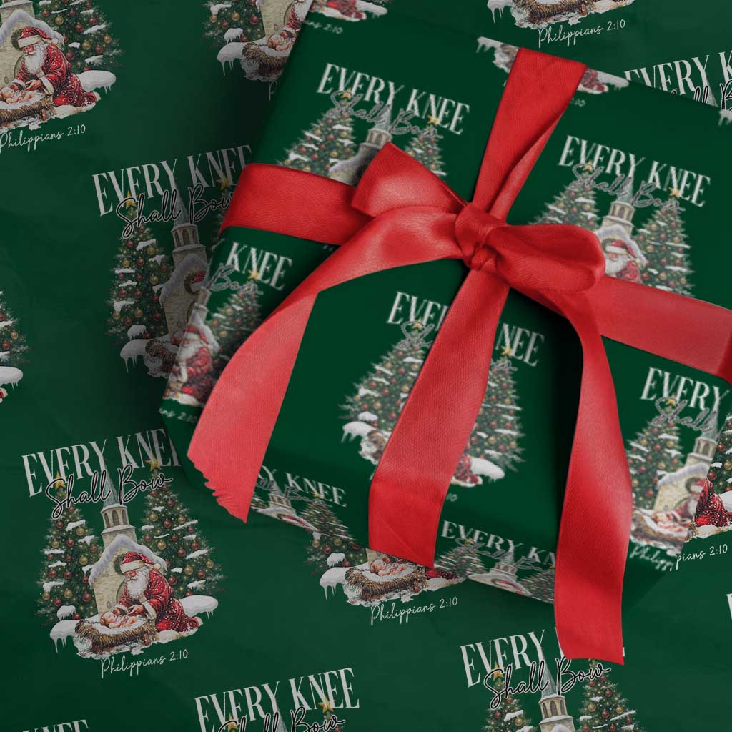 Every Knee Shall Bow Wrapping Paper Roll Nativity Scene Santa and Baby Jesus Christmas - Wonder Print Shop