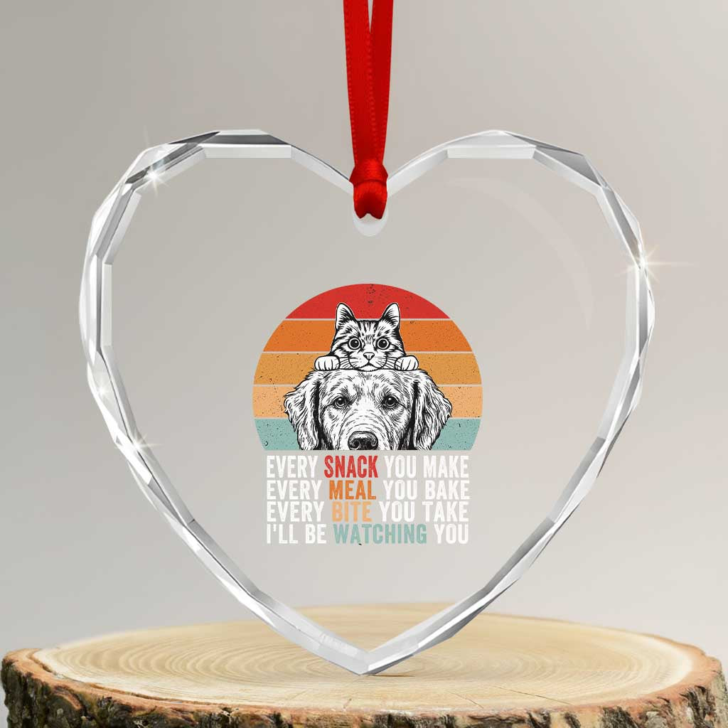 Every Snack You Make Heart Crystal Glass Ornament Funny Dog Cat Lovers - Wonder Print Shop