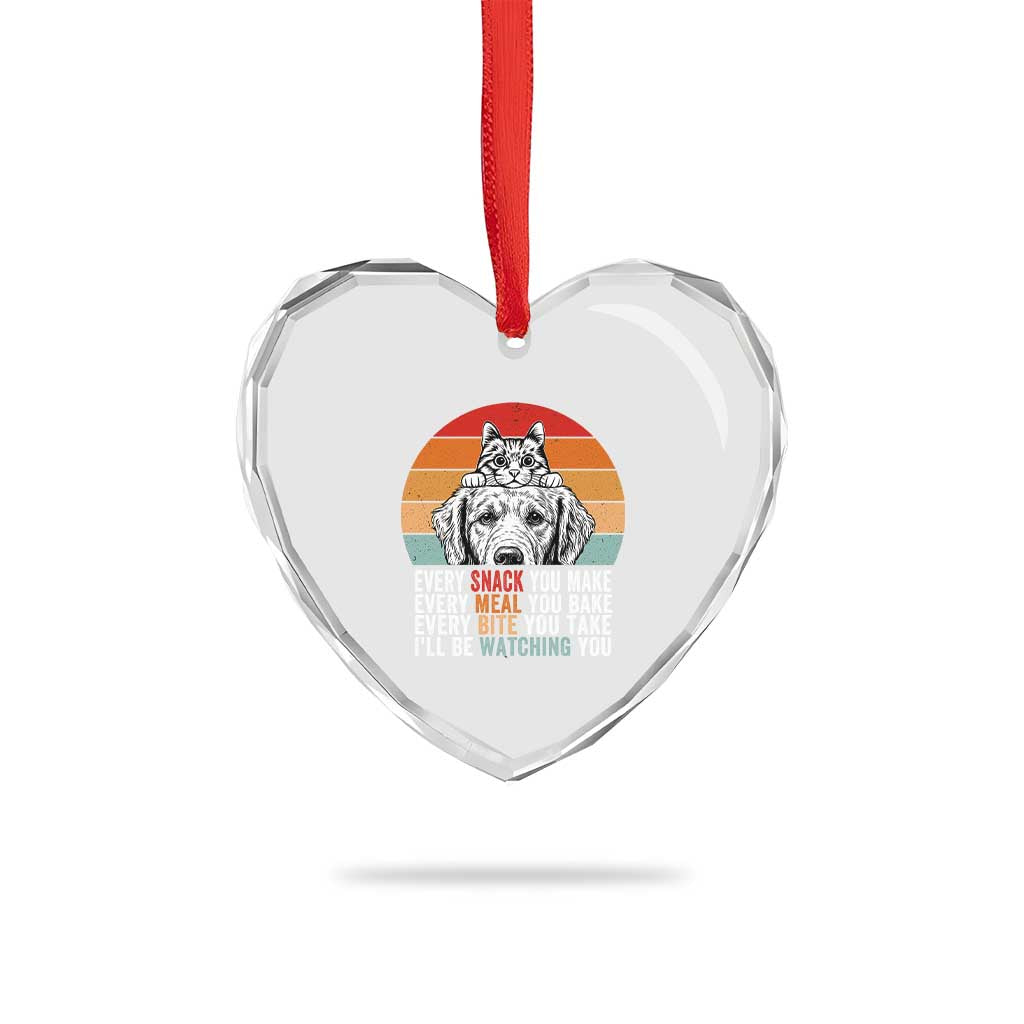 Every Snack You Make Heart Crystal Glass Ornament Funny Dog Cat Lovers - Wonder Print Shop