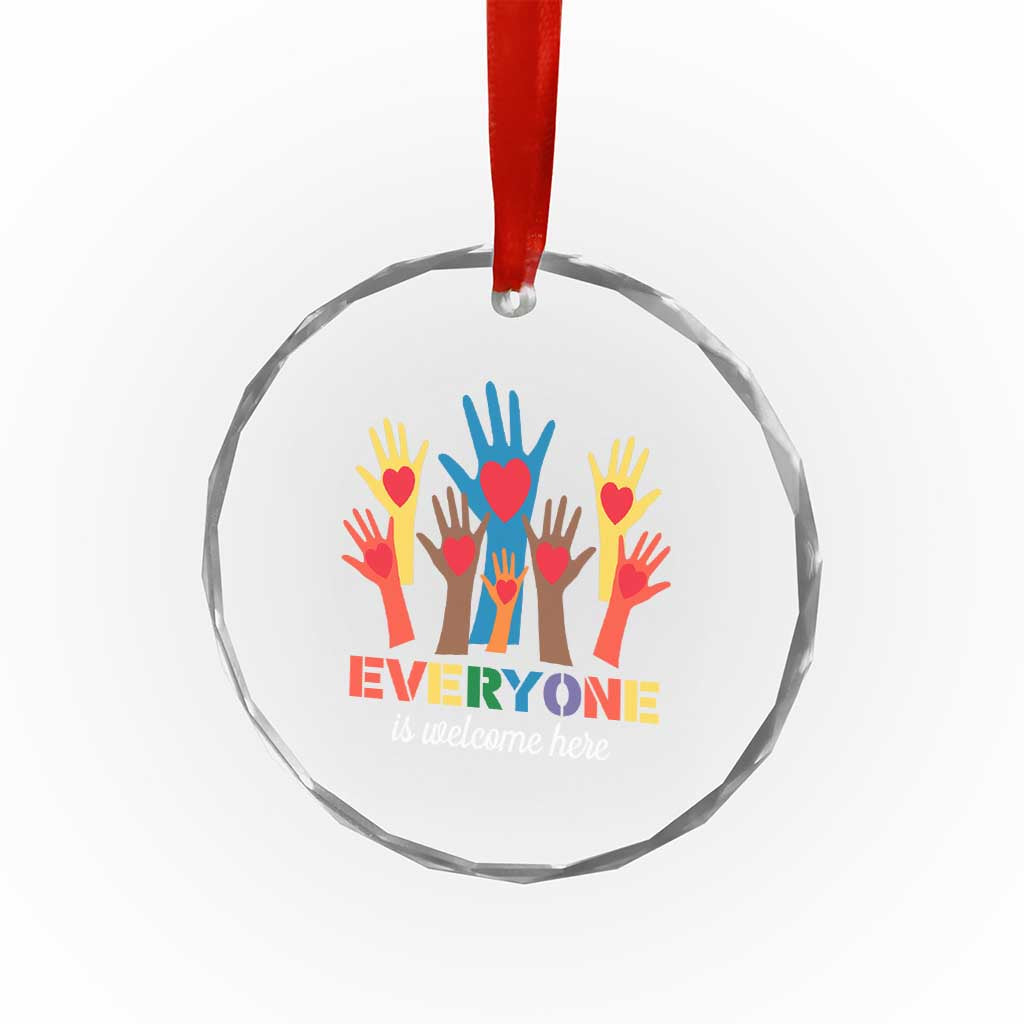 Everyone Is Welcome Here Crystal Glass Ornament Equality Rainbow Fist Hands TS02