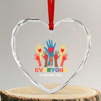 Everyone Is Welcome Here Heart Crystal Glass Ornament Equality Rainbow Fist Hands - Wonder Print Shop