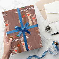 Everyone Is Welcome Here Wrapping Paper Roll Equality Fist Hands Hearts - Wonder Print Shop
