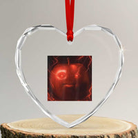 Evil Freaky Apple Meme Heart Crystal Glass Ornament Creepy Dark AI Fruit Face With Glowing Eyes - Wonder Print Shop