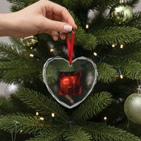 Evil Freaky Apple Meme Heart Crystal Glass Ornament Creepy Dark AI Fruit Face With Glowing Eyes - Wonder Print Shop