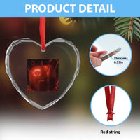 Evil Freaky Apple Meme Heart Crystal Glass Ornament Creepy Dark AI Fruit Face With Glowing Eyes - Wonder Print Shop