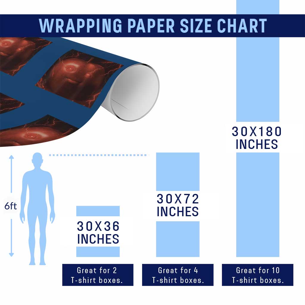 Evil Freaky Apple Meme Wrapping Paper Roll Creepy Dark AI Fruit Face With Glowing Eyes - Wonder Print Shop