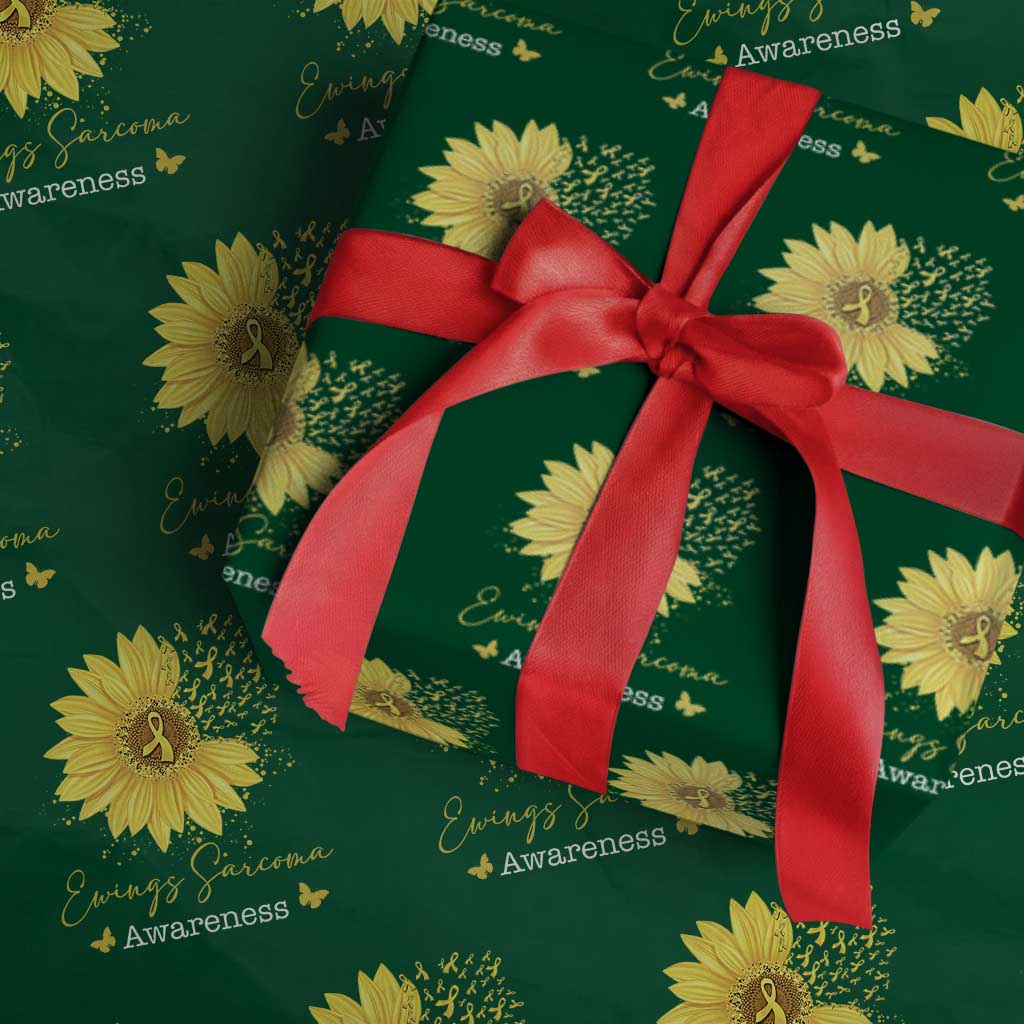 Ewings Sarcoma Awareness Wrapping Paper Roll Yellow Flower Petal Ribbons Sunflower