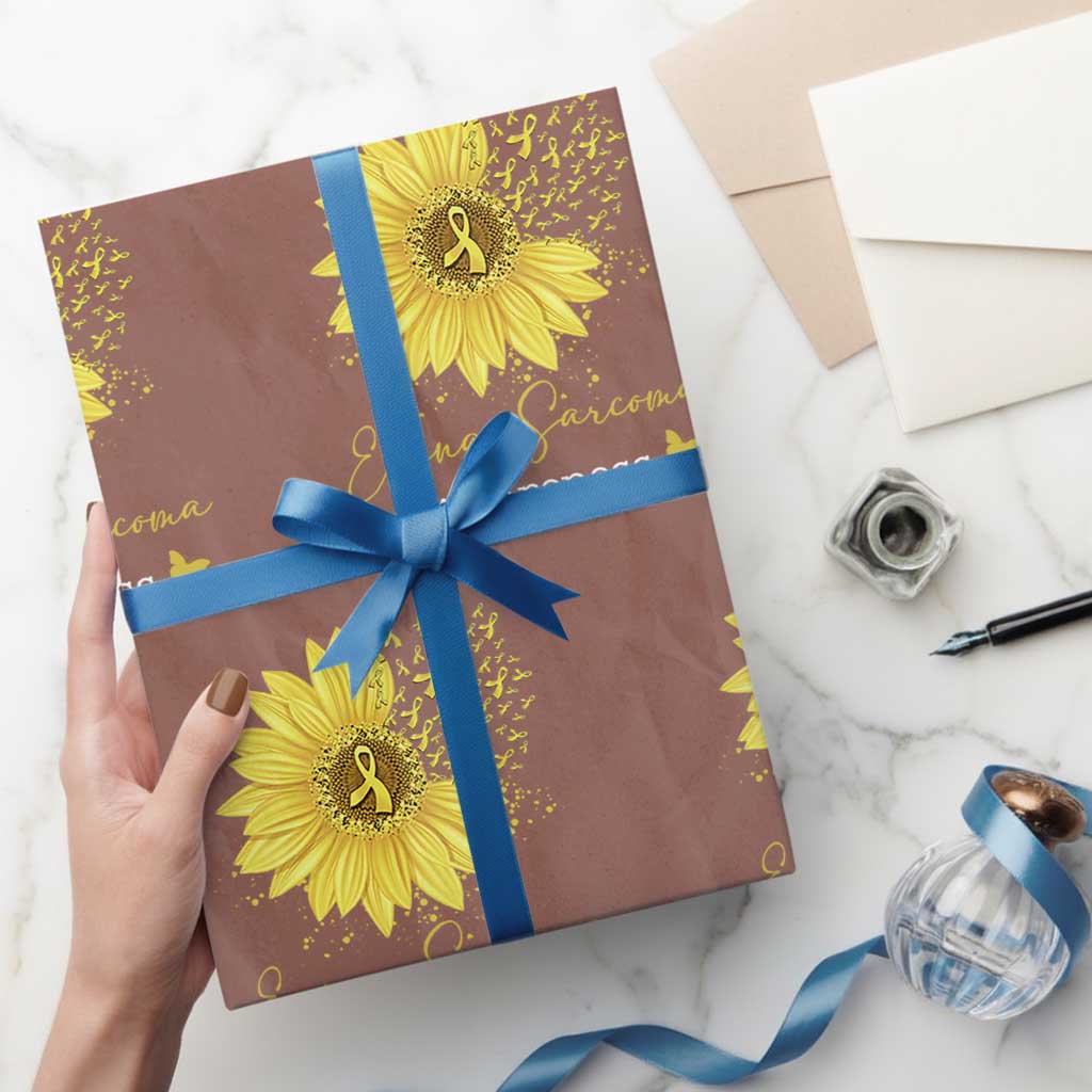 Ewings Sarcoma Awareness Wrapping Paper Roll Yellow Flower Petal Ribbons Sunflower