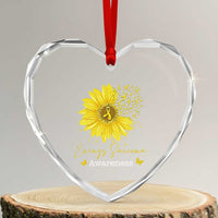 Ewings Sarcoma Awareness Heart Crystal Glass Ornament Yellow Flower Petal Ribbons Sunflower