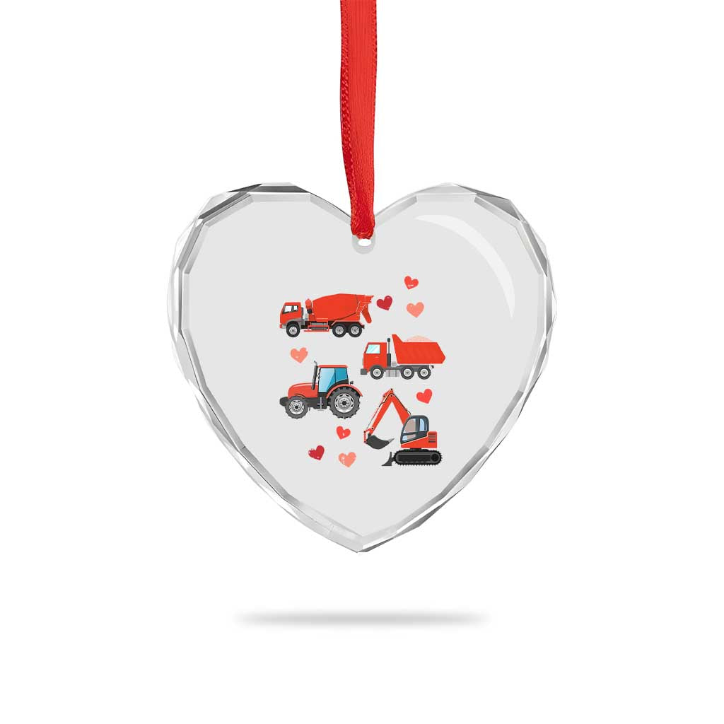 Excavator Construction Heart Crystal Glass Ornament Car Tractor Truck Lovers - Wonder Print Shop