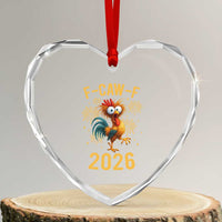 F Caw F 2026 Happy New Year Heart Crystal Glass Ornament Funny Chicken Rooster - Wonder Print Shop