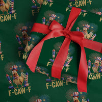 F Caw F 4th of July Wrapping Paper Roll Funny Rooster Meme American Flag Fireworks