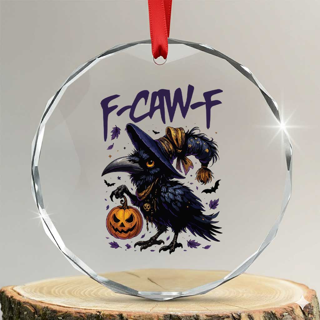 F Caw F Black Crow Halloween Meme Crystal Glass Ornament - Wonder Print Shop