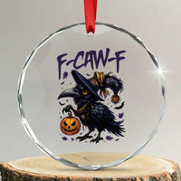 F Caw F Black Crow Halloween Meme Crystal Glass Ornament - Wonder Print Shop