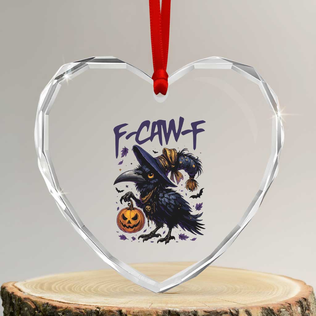 F Caw F Black Crow Halloween Meme Heart Crystal Glass Ornament - Wonder Print Shop