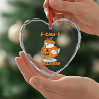 F Caw F Chicken Cute Halloween Costume Heart Crystal Glass Ornament Funny Jack O LAttern Poultry Meme Fall Vibes - Wonder Print Shop