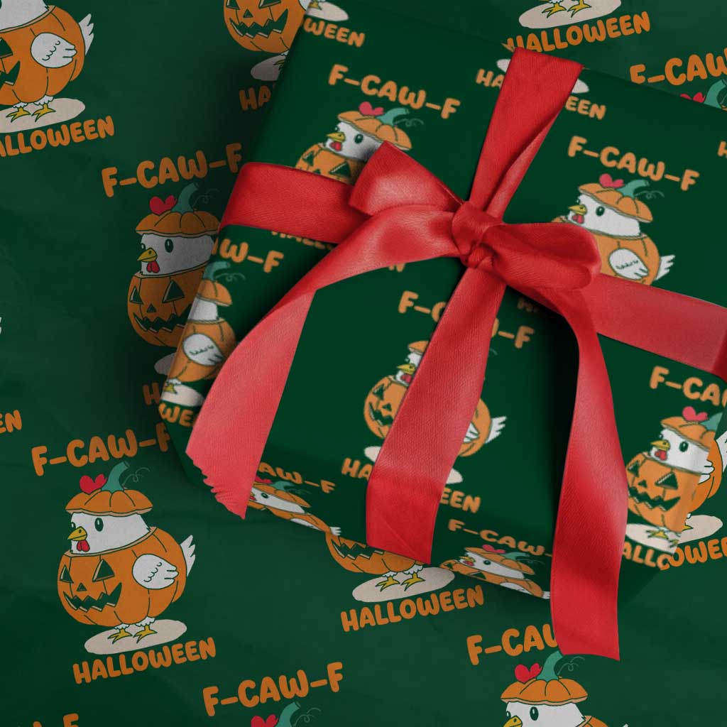 F Caw F Chicken Cute Halloween Costume Wrapping Paper Roll Funny Jack O LAttern Poultry Meme Fall Vibes - Wonder Print Shop