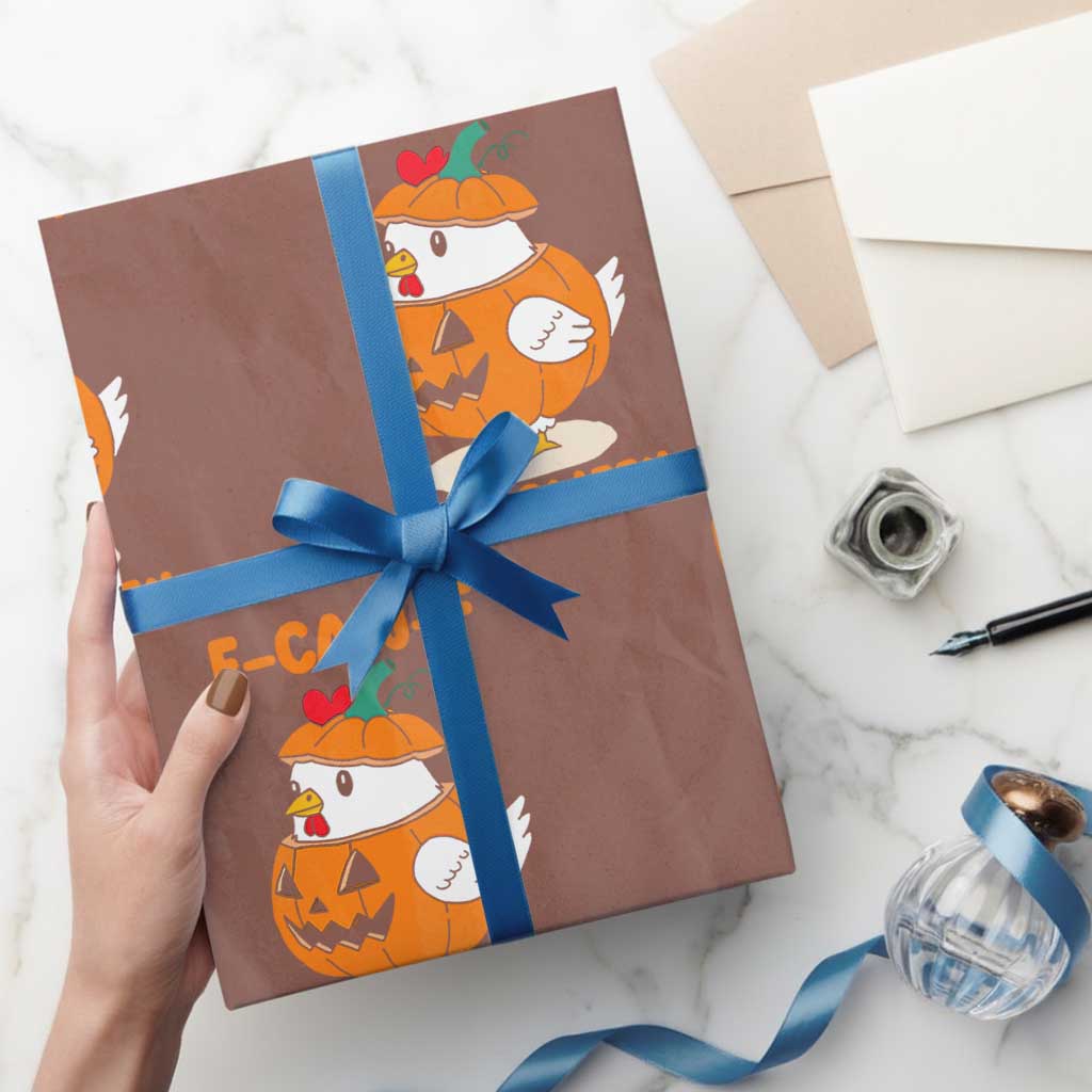 F Caw F Chicken Cute Halloween Costume Wrapping Paper Roll Funny Jack O LAttern Poultry Meme Fall Vibes - Wonder Print Shop