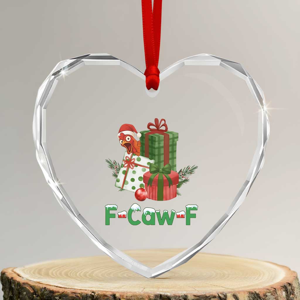 F Caw F Chicken Heart Crystal Glass Ornament Funny Farm Life Holiday Gift - Wonder Print Shop