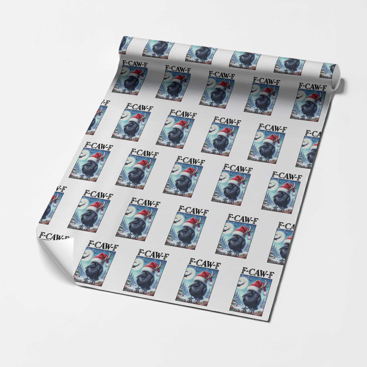 F Caw F Christmas Raven Wrapping Paper Roll Funny Bird Lover Gift - Wonder Print Shop