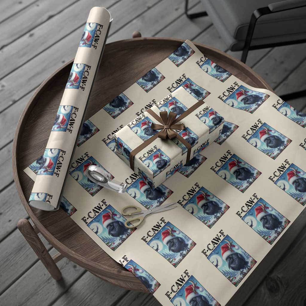 F Caw F Christmas Raven Wrapping Paper Roll Funny Bird Lover Gift - Wonder Print Shop