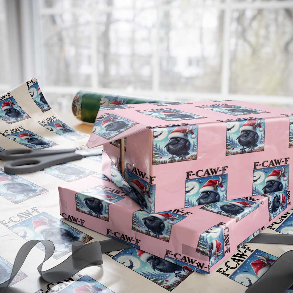 F Caw F Christmas Raven Wrapping Paper Roll Funny Bird Lover Gift - Wonder Print Shop