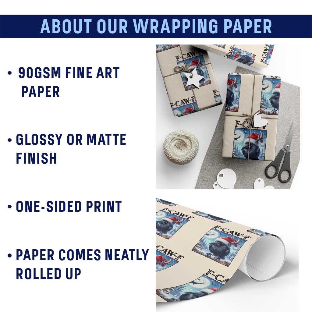 F Caw F Christmas Raven Wrapping Paper Roll Funny Bird Lover Gift - Wonder Print Shop