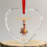 F Caw F Classic Chicken Scream Heart Crystal Glass Ornament Poultry Joke Farm Life Humor - Wonder Print Shop