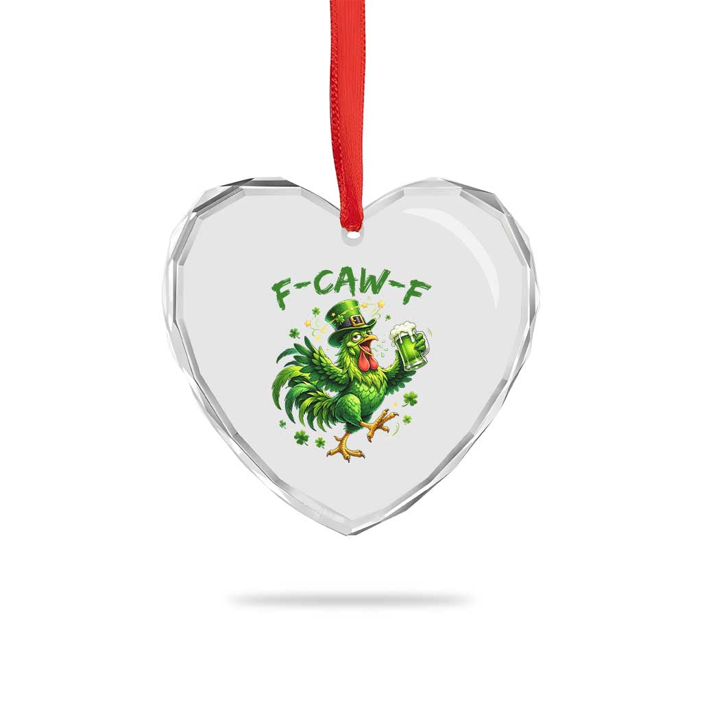 F Caw F Drunk Irish Chicken Heart Crystal Glass Ornament Funny St Patricks Day Gift