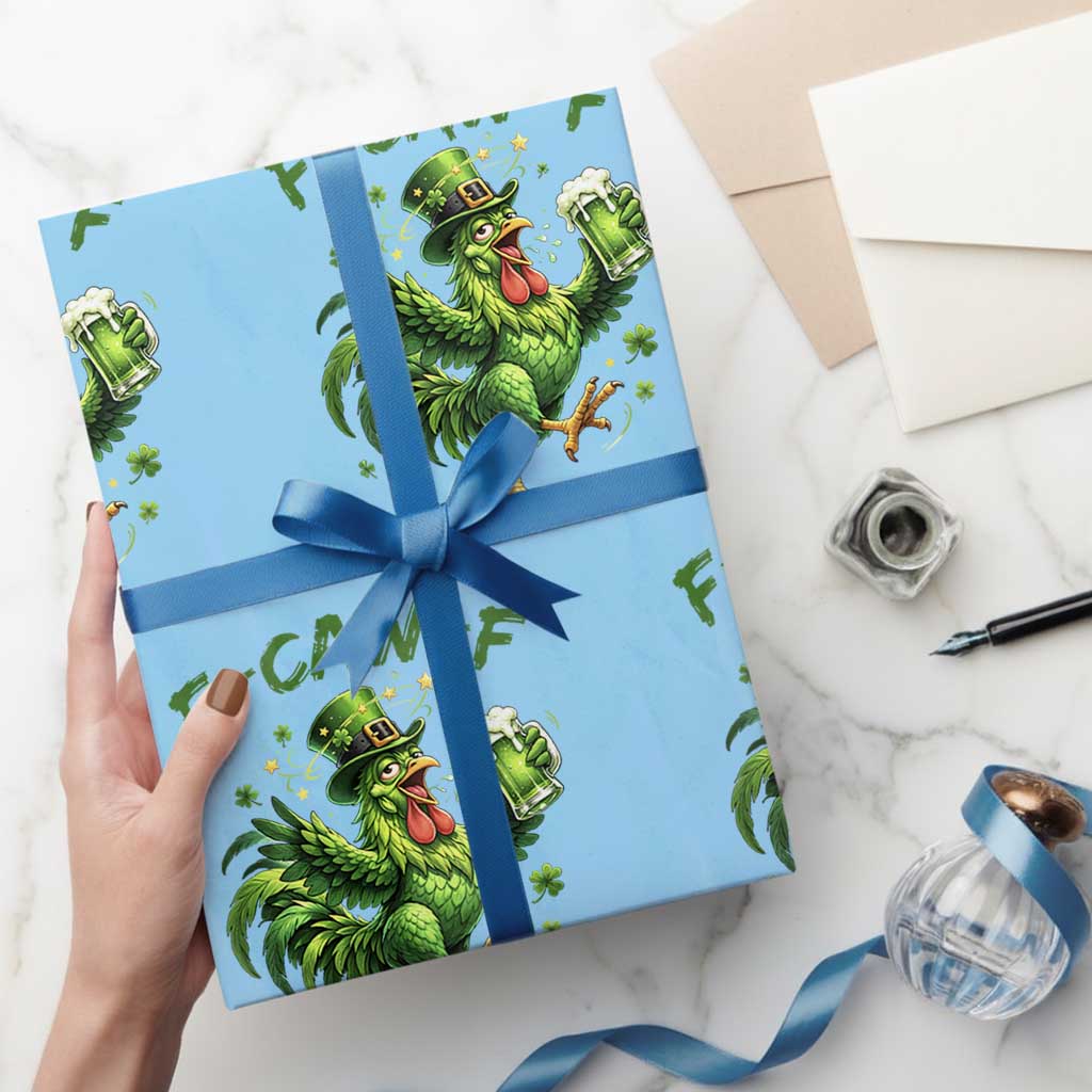 F Caw F Drunk Irish Chicken Wrapping Paper Roll Funny St Patricks Day Gift