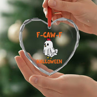 F Caw F Ghost Chicken Costume Heart Crystal Glass Ornament Funny Cute Halloween Poultry Lover - Wonder Print Shop