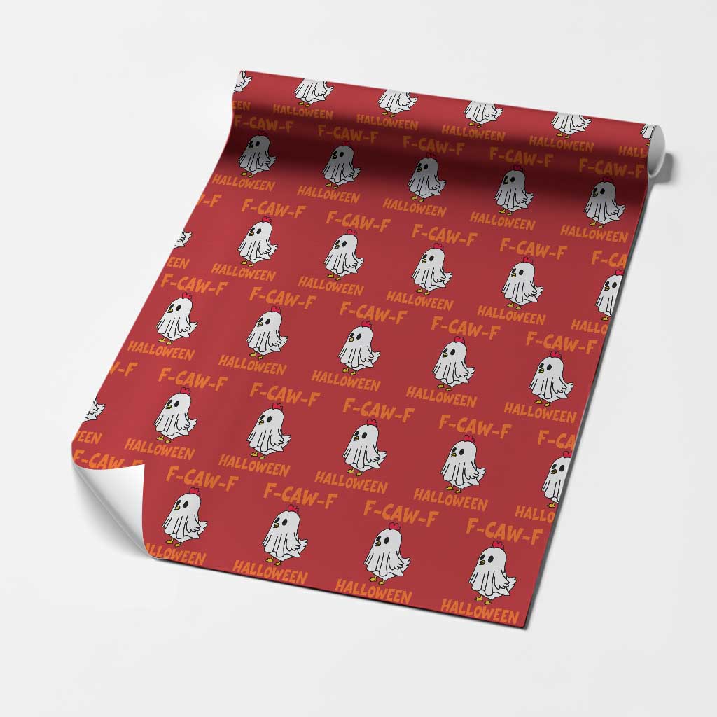 F Caw F Ghost Chicken Costume Wrapping Paper Roll Funny Cute Halloween Poultry Lover