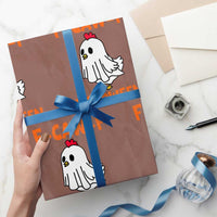 F Caw F Ghost Chicken Costume Wrapping Paper Roll Funny Cute Halloween Poultry Lover