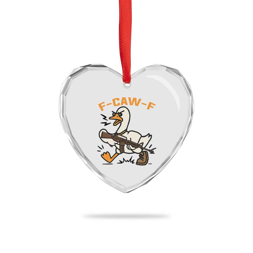 F Caw F Goose With Gun Heart Crystal Glass Ornament Funny Rebellious Gift - Wonder Print Shop