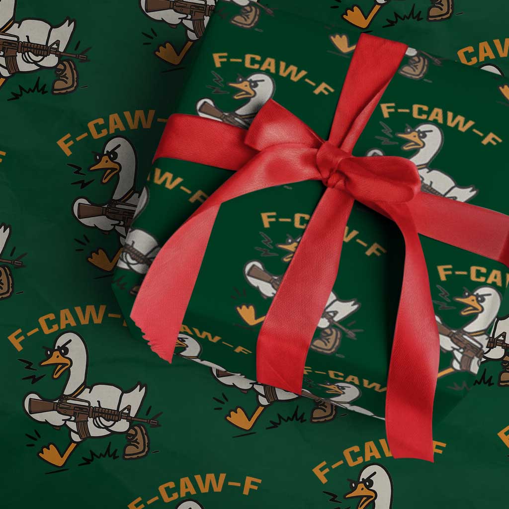 F Caw F Goose With Gun Wrapping Paper Roll Funny Rebellious Gift - Wonder Print Shop