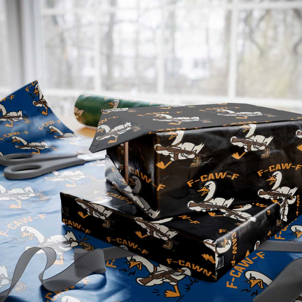 F Caw F Goose With Gun Wrapping Paper Roll Funny Rebellious Gift - Wonder Print Shop
